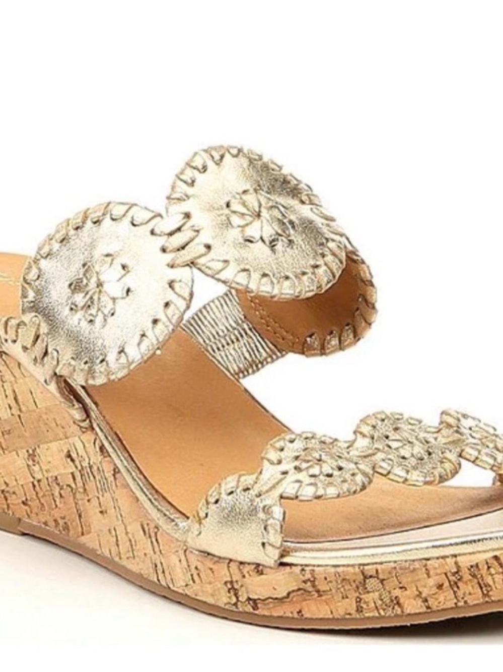 Jack Rogers Metallic Gold Cork Wedge Sandals